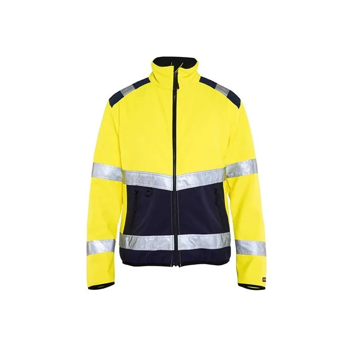 BLAKLADER SOFTSHELL JAS HIVIS KLASSE 2 4877 GEEL/MARINEBLAUW