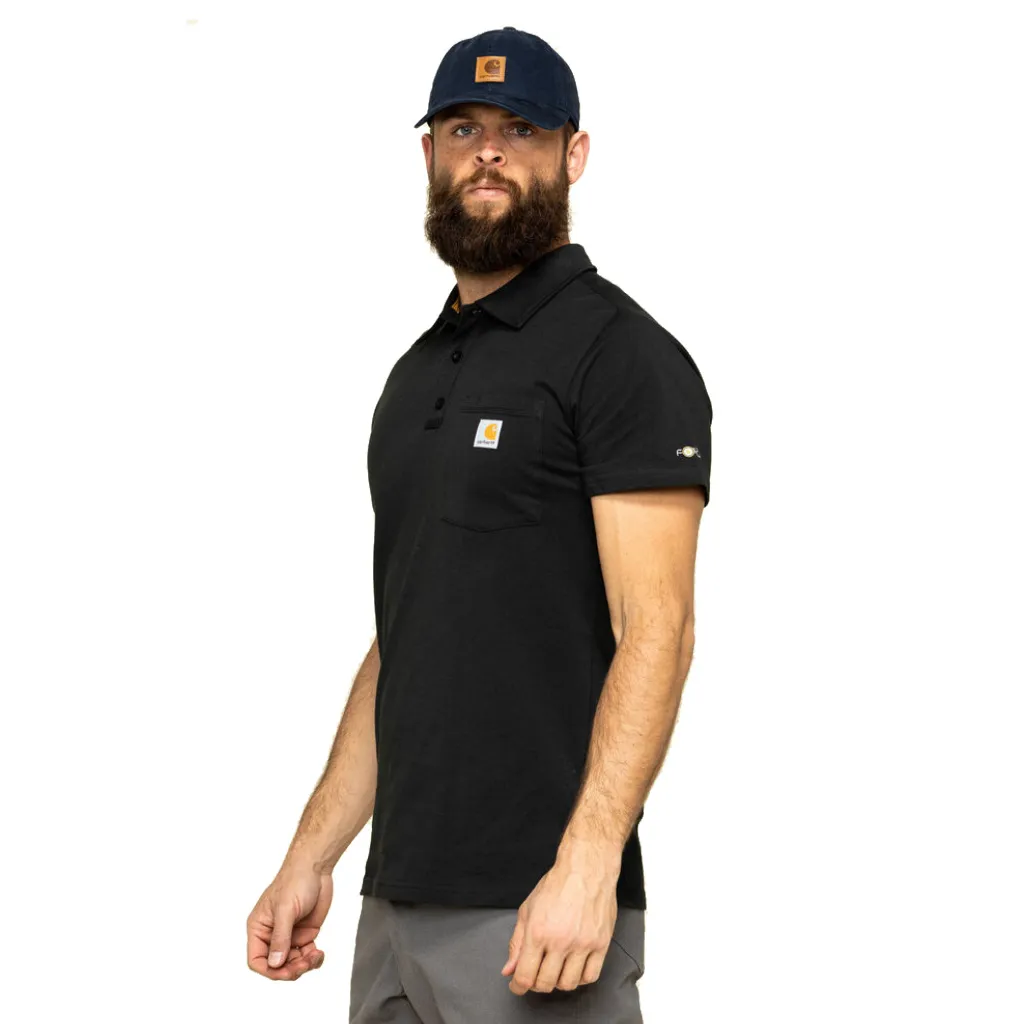 Carhartt Force Cotton Delmont Pocket Black Polo Heren