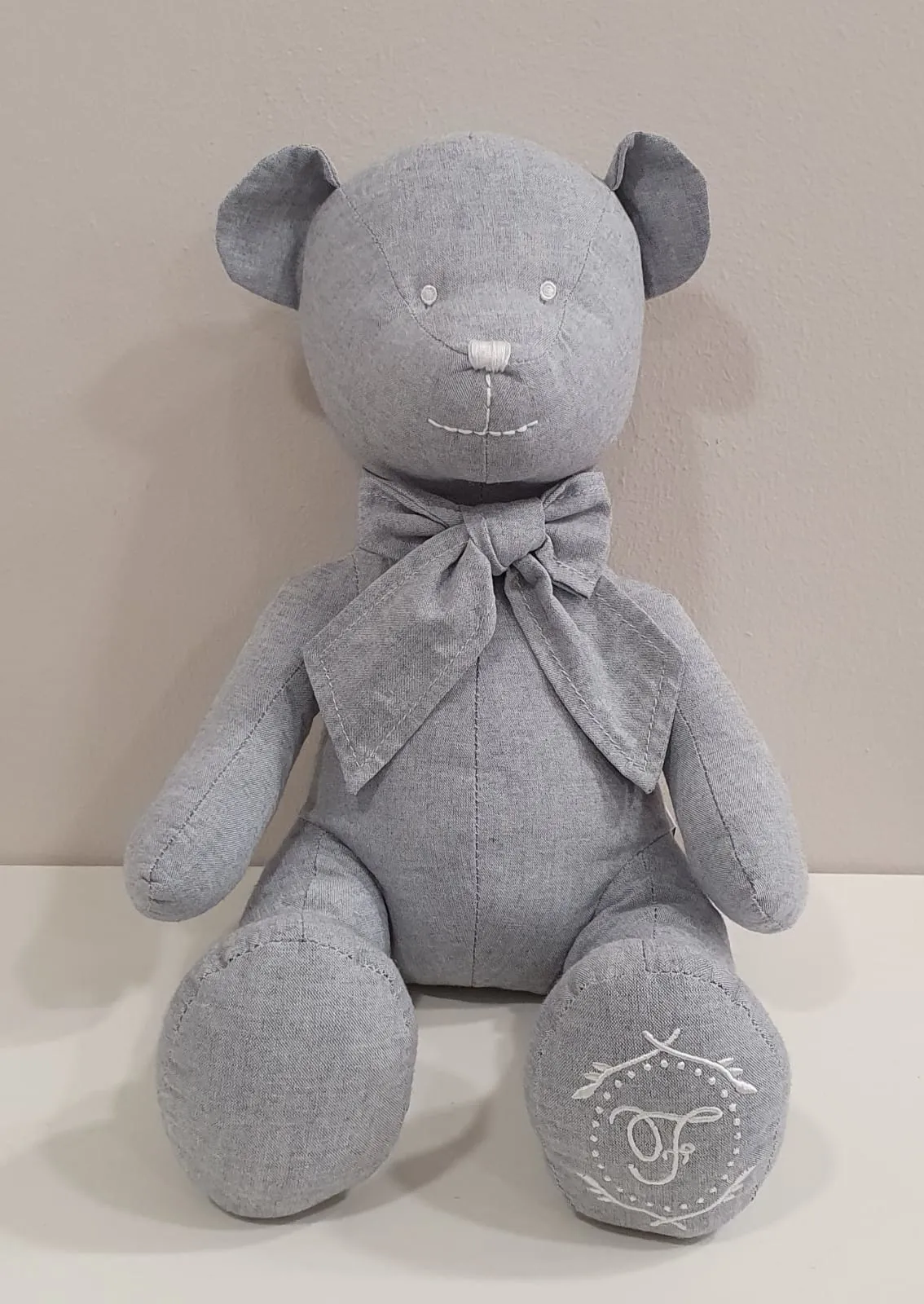 FirstFirst Teddybeer Grijs, 40 cm
