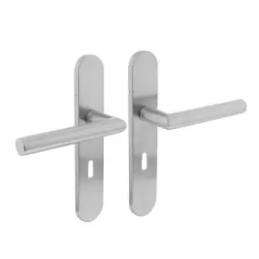 INTERSTEEL Deurkruk 1297 Hoek 90°op verdekt schild sleutelgat 56mm met nokken 7mm RVS EN1906/4 klein krukgat