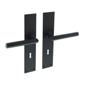 INTERSTEEL Deurkruk Jura recht Hoek 90° met schild 250x55x2mm sleutelgat 72mm zwart