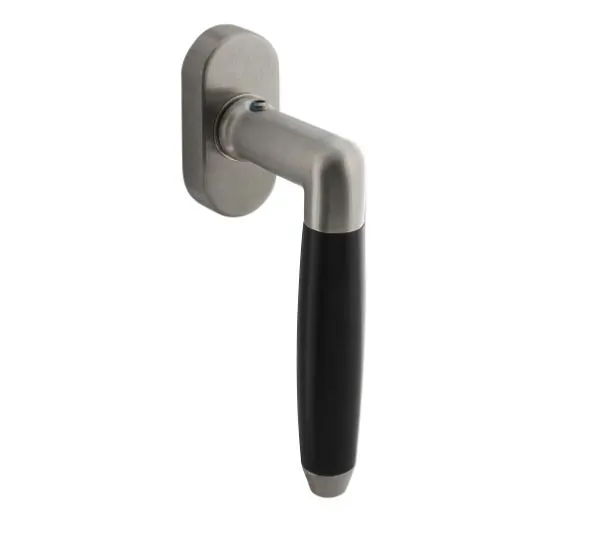 Intersteel Raamkruk Combinatie rvs/zwart op stalen ovale rozet RVS