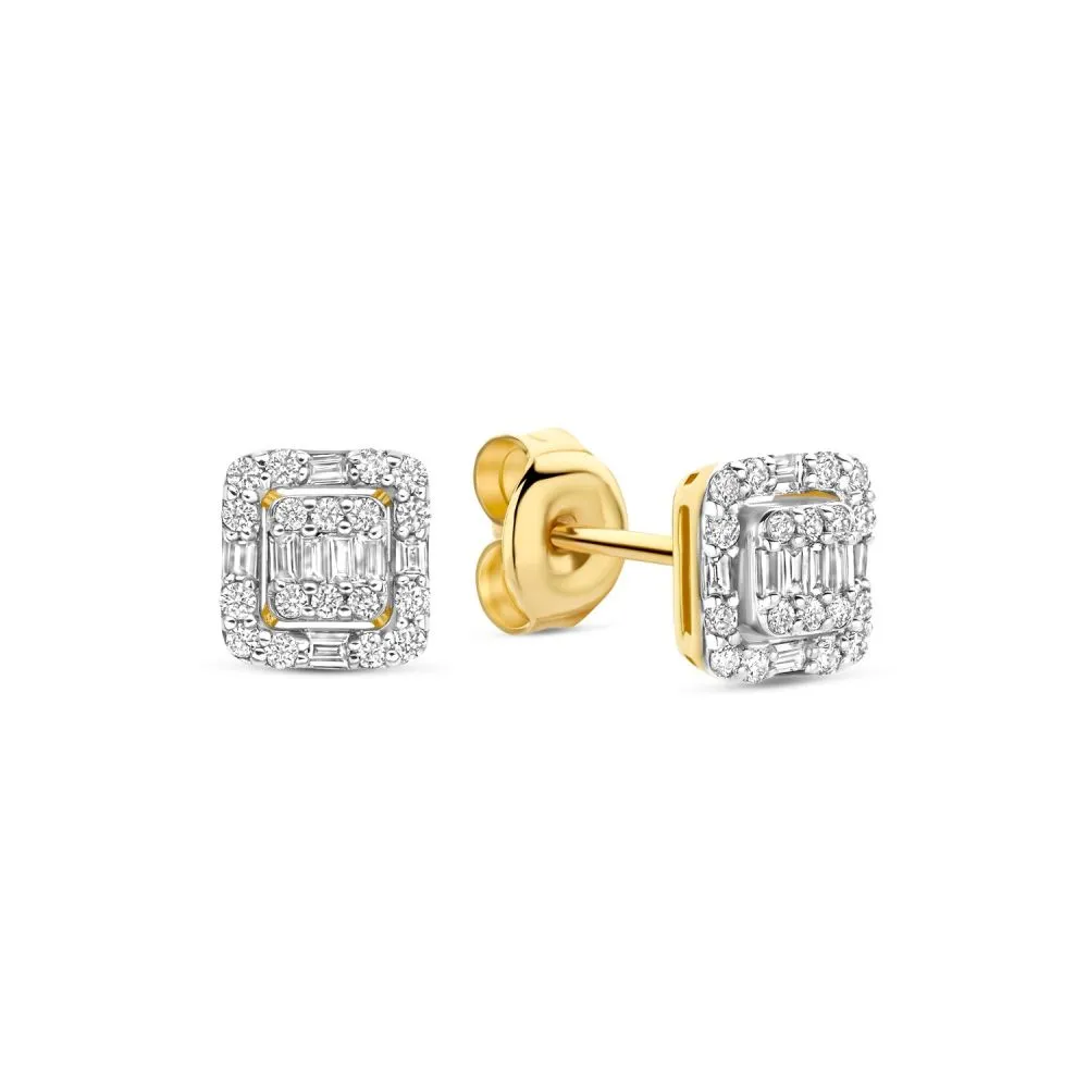 Isabel Bernard De la Paix Elena 14 karat gold stud ear studs with diamond 0.14 carat