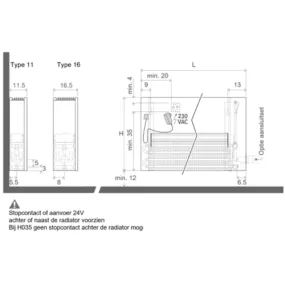 Jaga Strada Hybrid convector type 10 wand H50 L110 grijsACO 1903W