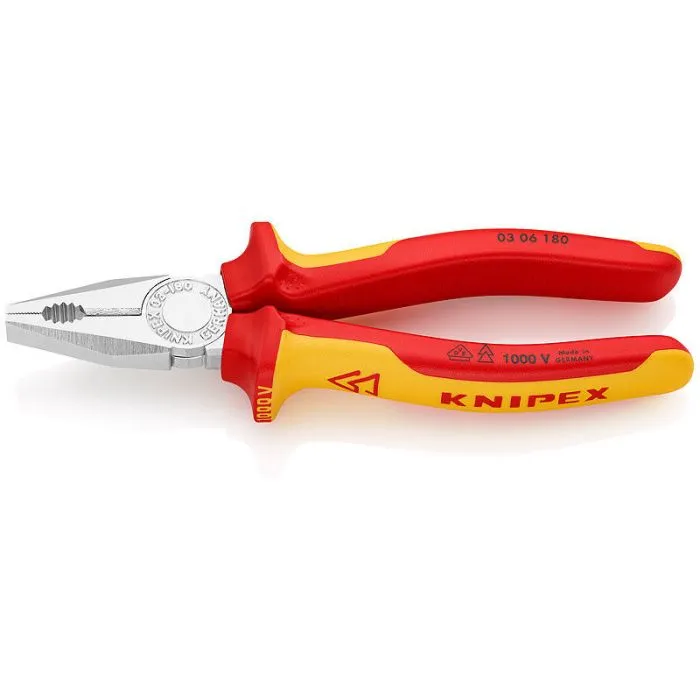 KNIPEX 03 06 180 COMBINATIETANG VDE  180 MM  1000V  GEPOLIJSTE KOP