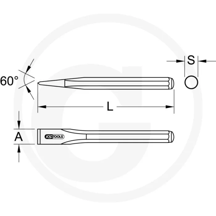 KS TOOLS EDELSTAHL FLACHMEIßEL, 24X300MM  GEHARD, ROESTVRIJ, LANGDURIG GEBRUIK