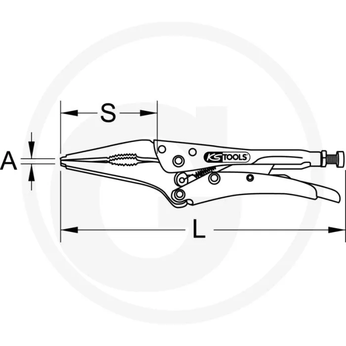 KS TOOLS GRIPTANG MET LANGE BEKKEN 150 MM  SPANCAPACITEIT 035 MM