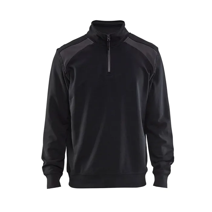 SWEATER BLAKLADER 3353 POLOKRAAG ZWARTDONKER GRIJS