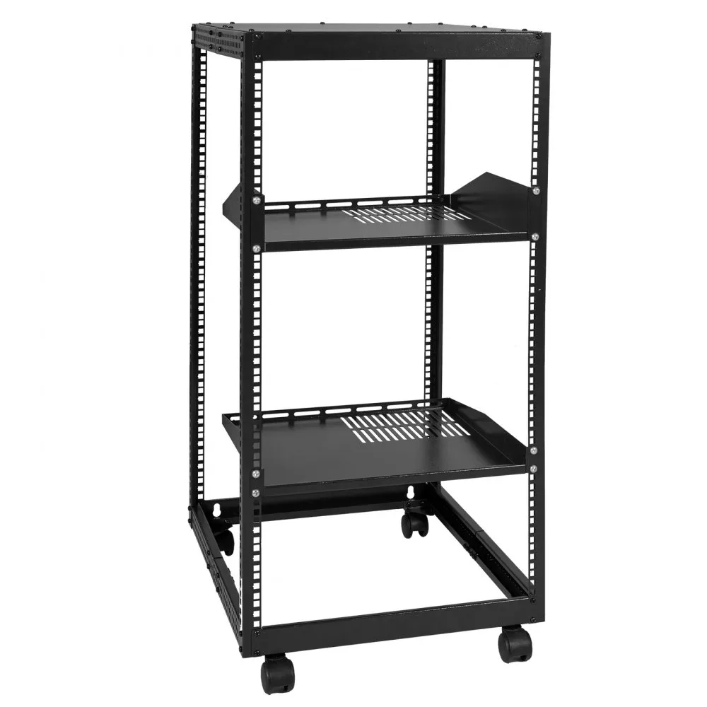 VEVOR 20U OPEN FRAME SERVERREK, VRIJSTAAND OF AAN DE MUUR GEMONTEERD NETWERKSERVERREK, 4POST AVREK MET WIELEN, IS GESCHIKT VOO