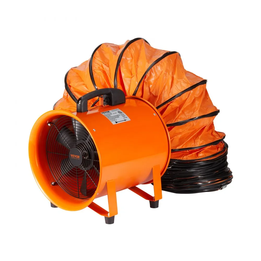 VEVOR BOUWVENTILATOR 365W ACMOTOR BOUWVENTILATOR 2810 RPM BOUWVENTILATOR BLOWER 1214 L/S (2574 CFM) AXIAAL VENTILATOR 5 M SLANG