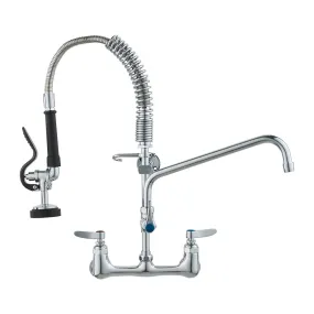 VEVOR Commerciële kraan met voorspoeldouche, keukenkraan 53 cm hoog, draaibare uitloop 30,5 cm, keukengootsteenkraan voor wandmo