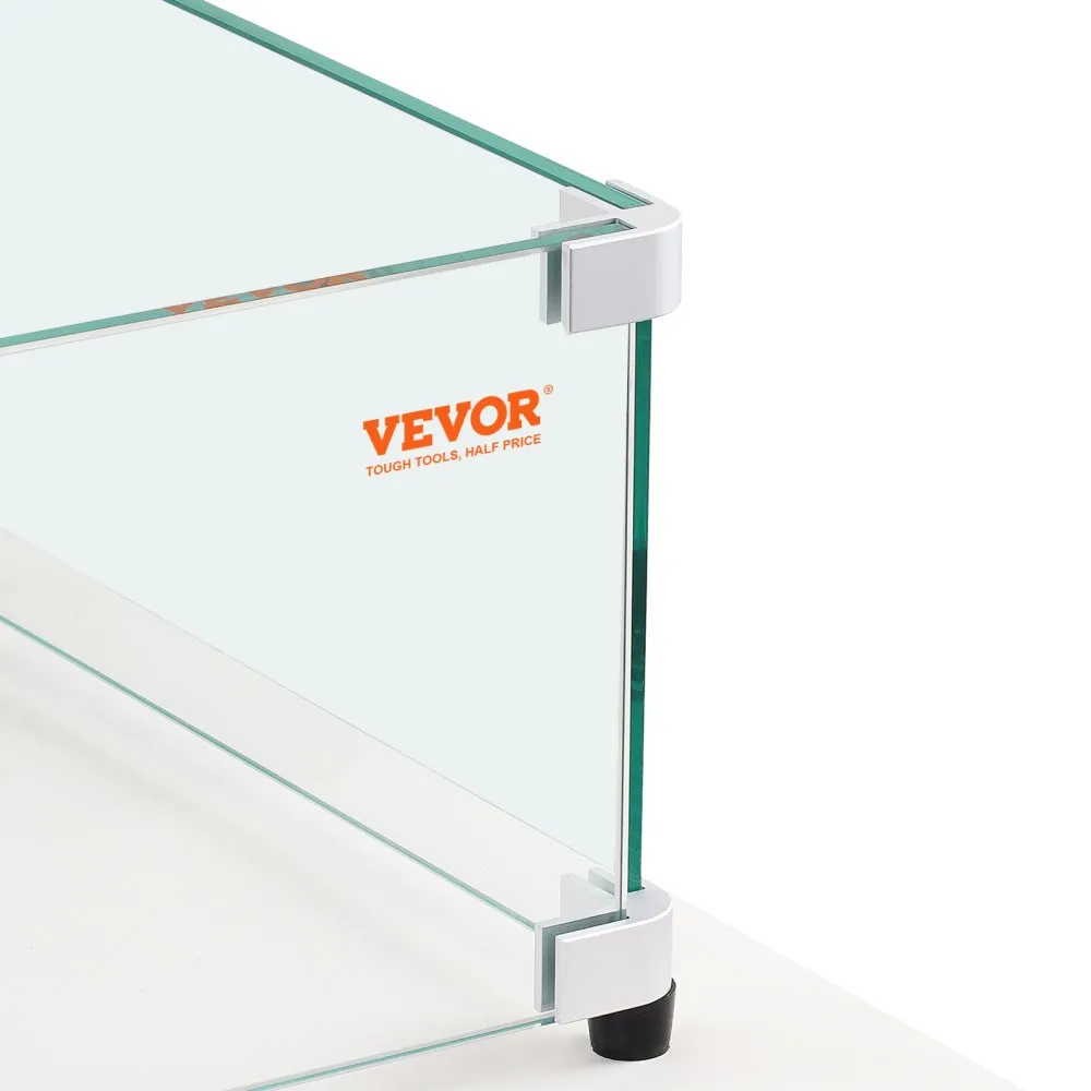 VEVOR Glazen windscherm voor rechthoekige vuurplaatstafel 773 x 367 x 191 mm, 8 mm dik en stevig paneel van gehard glas met hard