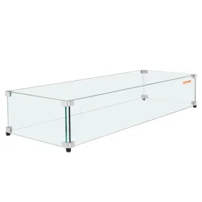 VEVOR Glazen windscherm voor rechthoekige vuurplaatstafel 773 x 367 x 191 mm, 8 mm dik en stevig paneel van gehard glas met hard