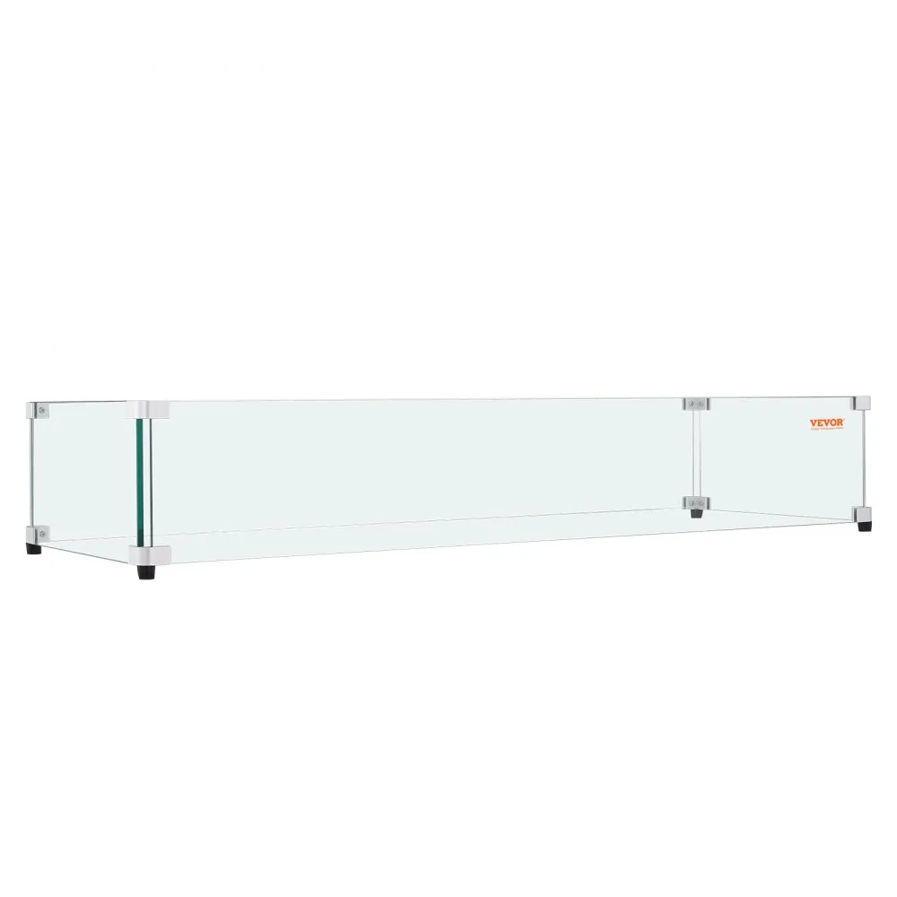 VEVOR Glazen windscherm voor rechthoekige vuurplaatstafel 773 x 367 x 191 mm, 8 mm dik en stevig paneel van gehard glas met hard