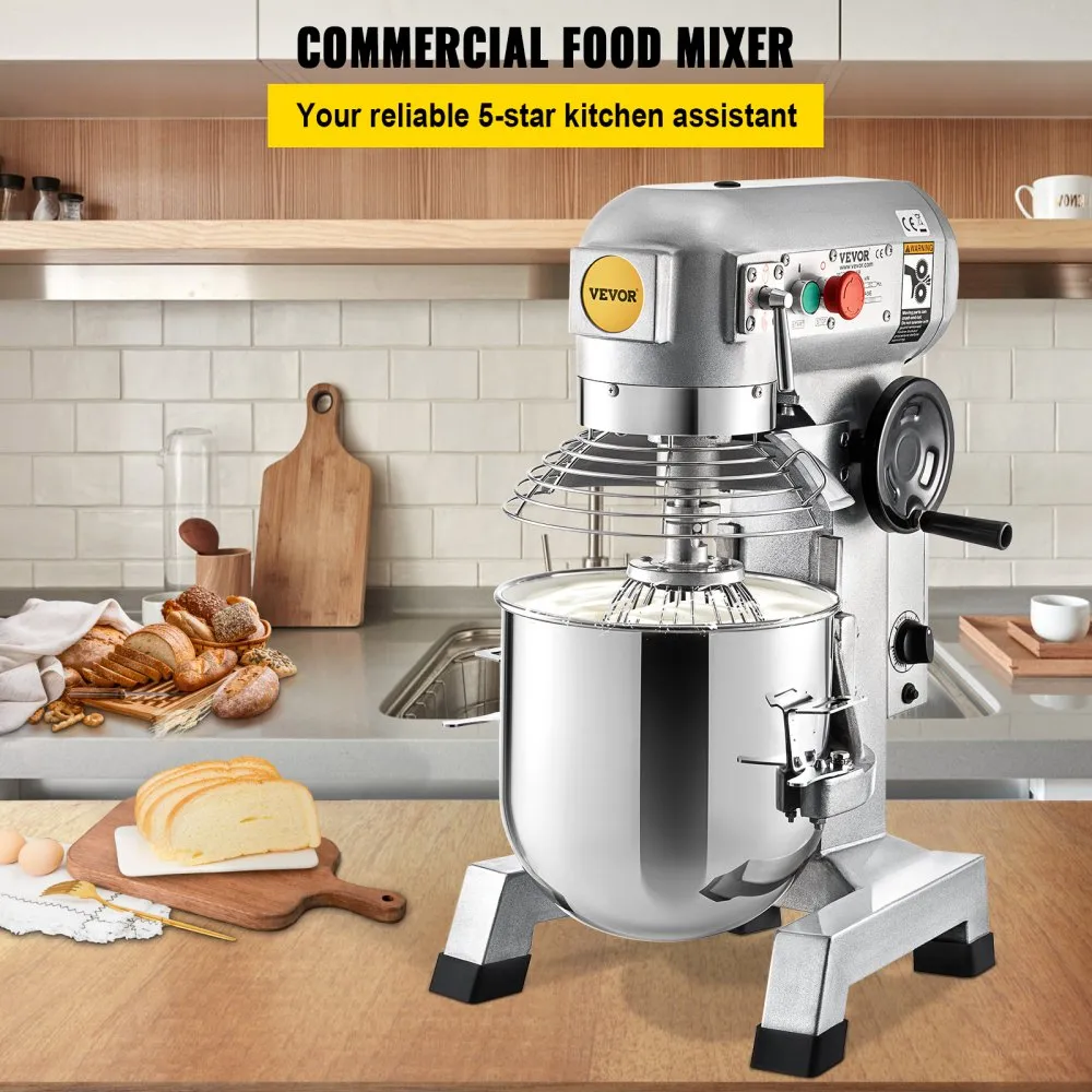 VEVOR Keukenmachine, Commerciële Kneedmachine met 15Qt RVS Kom, 850W Zware Elektrische Keukenrobot met 3 Snelheden 113/184/341RP