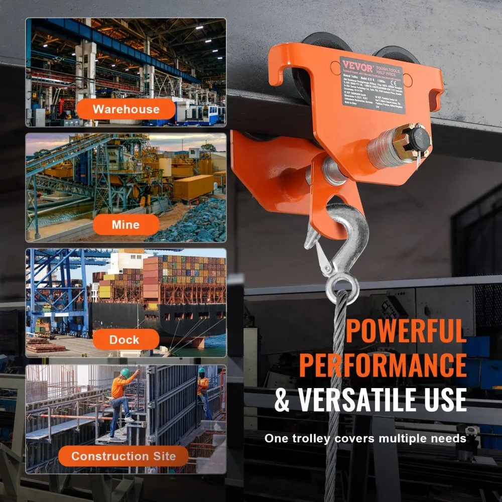 VEVOR LOOPKAT 5 TON DRAAGVERMOGEN BINNENKRAAN 114203 MM VERSTELBARE BREEDTE KRAAN 310 X 370 X 340 MM ROLLEND ONDERSTEL DUBBELE 