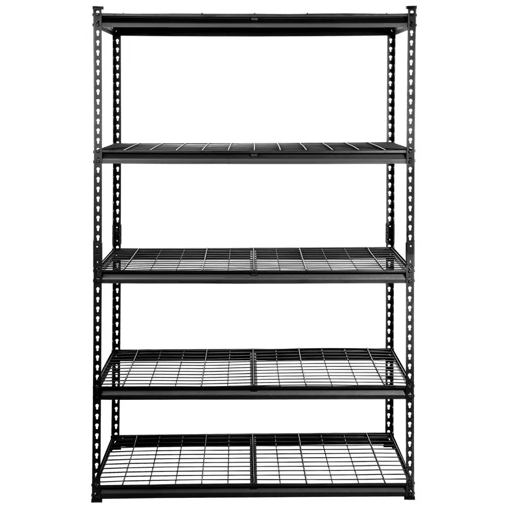 VEVOR Opbergrek, 5 niveaus verstelbaar Garageplanken met een capaciteit van 2000 lb Metalen organisator Draadplank Zwart 48"