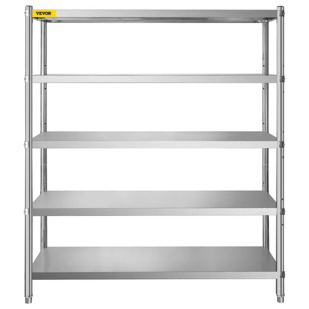 VEVOR opbergrek, opbergrek met 5 niveaus, roestvrijstalen garageplank, 180x45x180cm, opbergrek voor zwaar gebruik, totale capaci