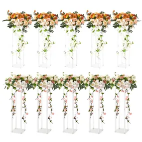 VEVOR set van 10 vierkante bloemenkrukjes 20 x 20 x 60 cm bloemenstandaard acryl bijzettafel moderne bloemenzuil acryllaminaat p
