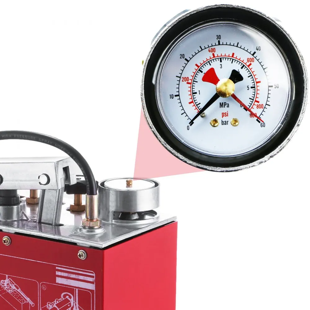 VEVOR testpomp 50 BAR 726 PSI Manuele testpomp 3 gallon Tank met dubbele klep hydraulisch systeem testpomp 45 ml debiet 1,27 cm 