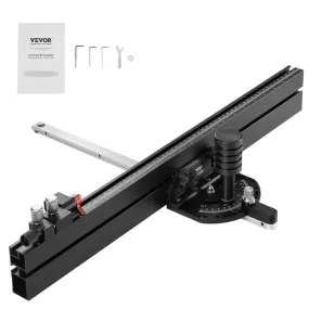 VEVOR verstekaanslag, standaard sleuf 19 x 9,5 mm, tafelzaagaanslag van aluminiumlegering met ca. 61 cm raster, 15 hoekaanslagen