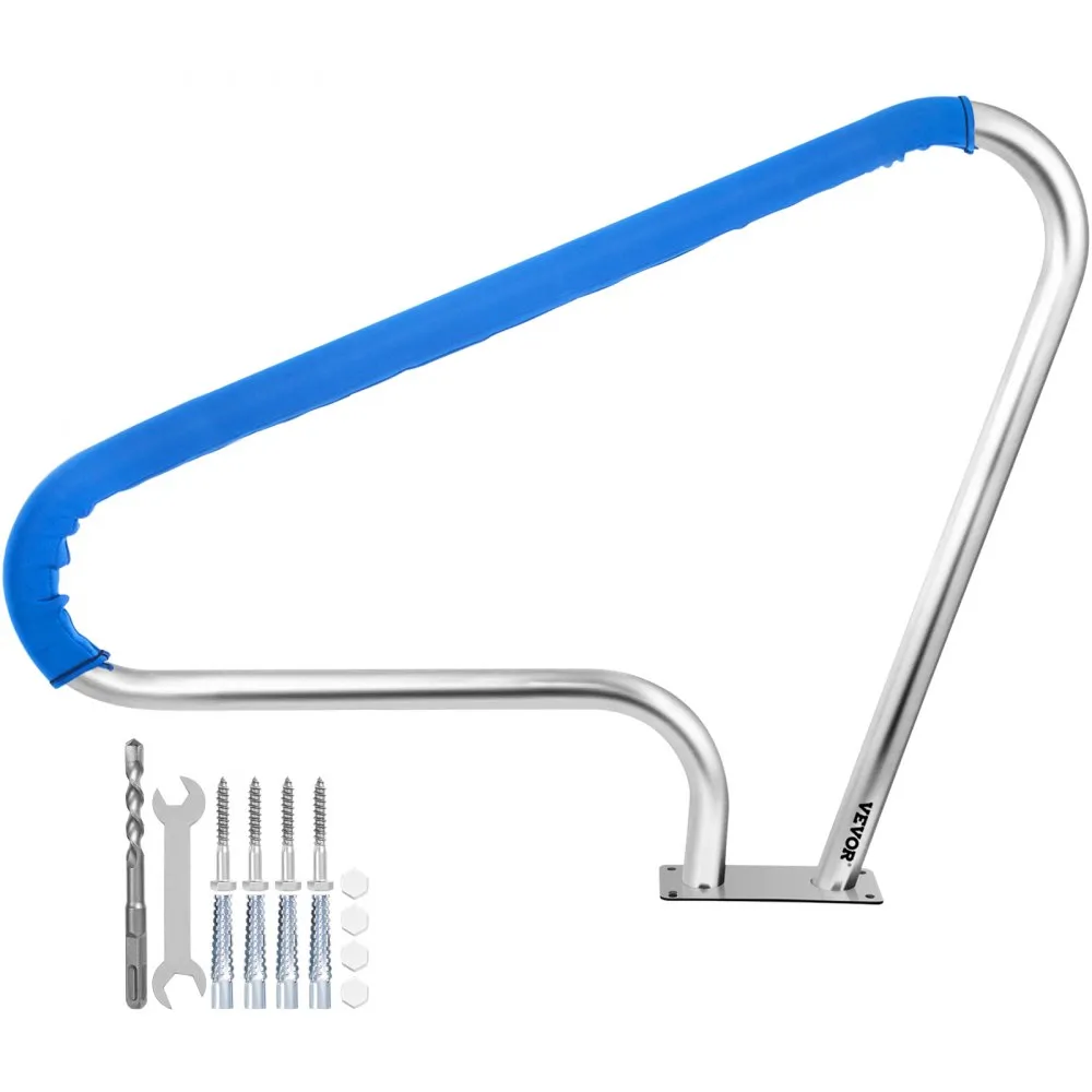 VEVOR Zwembad Roestvrij Stalen Leuningen 121,9x91,5 cm Leuning Afrit 113 kg Rail Zwembad Steunbalk 4,8 cm Buis 2 mm Dik met 1,2 