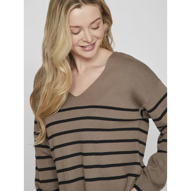 VILA VIOSTRIA VNECK L/S REV TOPNOOS 14094190 BLACK BEAUTY